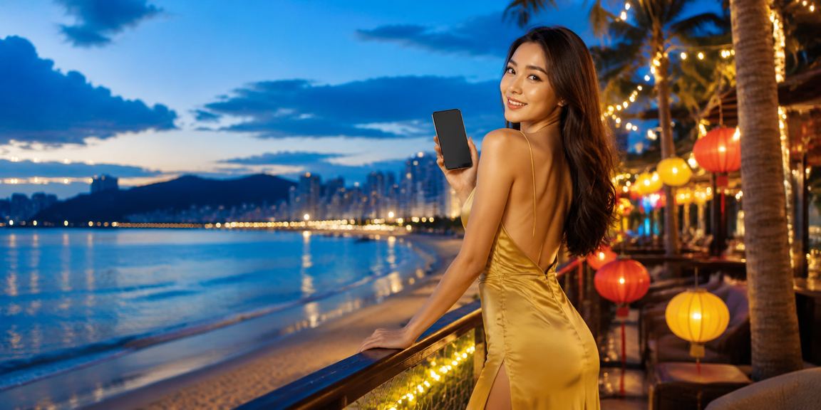 Người dùng tại bãi biển Đà Nẵng truy cập casino trực tuyến trên điện thoại di động